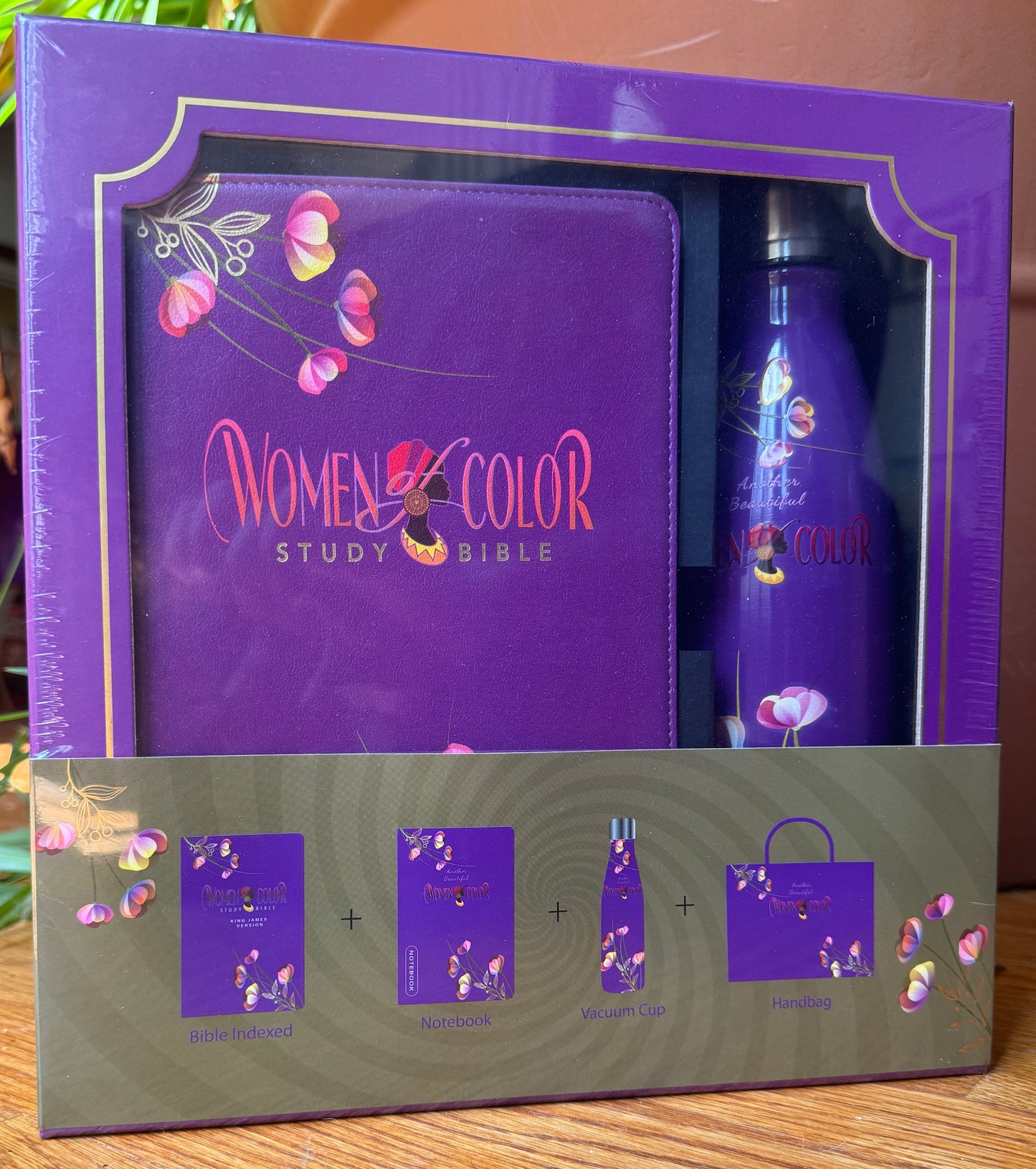 Women of Color Premium Gift Pack Purple - 4 items packaged for giving