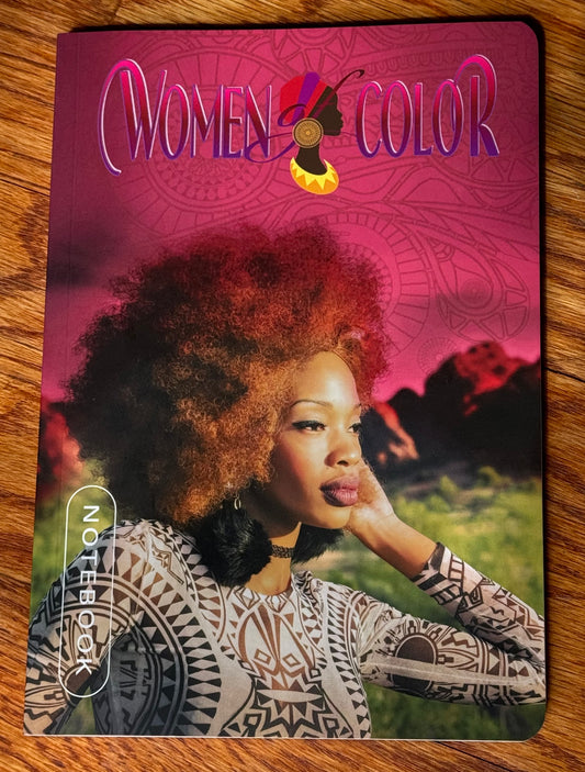 Notebook Calendar 2025-2026 Women of Color Woman with Afro and Mountains cover